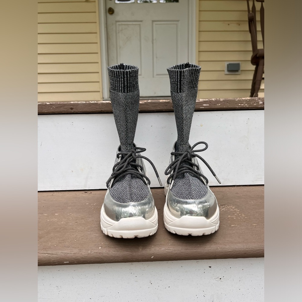 Esq RARE discontinued platform metallic sock sneakers